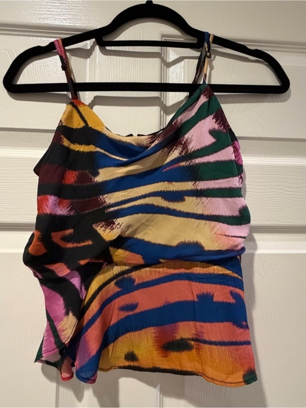Parker Multi-Color Brushstroke Cami — Black Trim Size XS